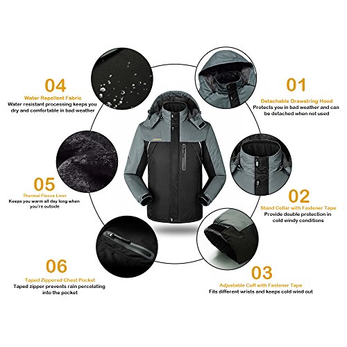 VOOCHIE Jaqueta de lã à prova de vento masculina de inverno esporte ao ar livre impermeável casaco d