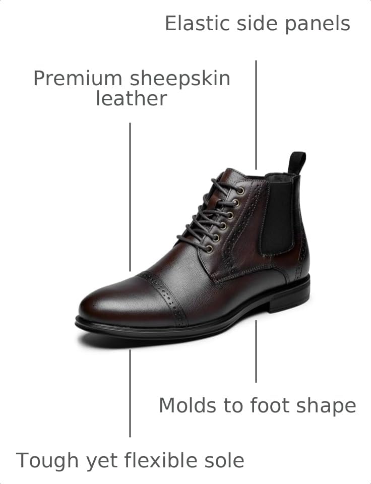 Image of ArcBrothers Men's Chelsea Boots, Relaxed Fit Roomy Toe Box Design, Premium Leather Slip-on Ankle Boots, All-Day Comfort