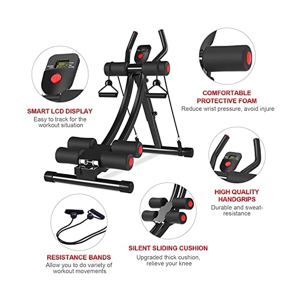 KESHWELL-Ab-MachineAbs-Workout-Equipment-for-Home-GymWhole-Body-Workout-Waist-Trainer-for-WomenMenAdjustable-Abdominal-CruncherFoldable-Core-Abs-Exercise-Machine-with-Resistance-BandsLCD-Display KESHWELL Ab Machine,Abs Workout Equipment for Home Gym,Whole Body Workout Waist Trainer for Women&Men,Adjustable Abdominal Cruncher,Foldable Core Abs Exercise Machine with Resistance Bands&LCD Display