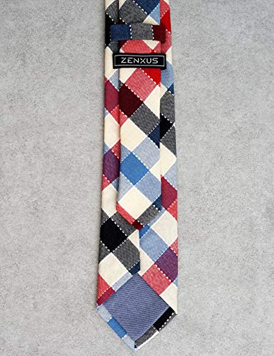 Image of Cotton Skinny Ties for Men, Plaid and Striped Slim Neckties