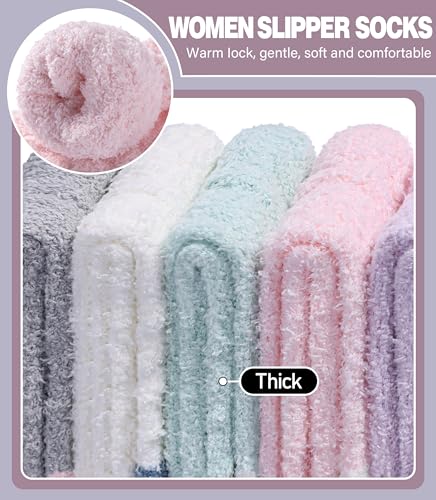 Image of LANLEO Fuzzy Socks for Women Soft Cozy Fluffy Slipper Winter Warm Microfiber Plush Sleeping Socks