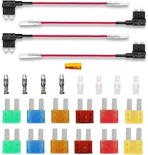 BeiLan 12V 24V Micro Add-a-Circuit Fuse Tap, ACS Micro Piggy Back Blade Fuse Holder with Wire Harness,12pcs Fuse (5A 7.5A 10A 15A 20A 30A) and 1pcs Fuse Puller