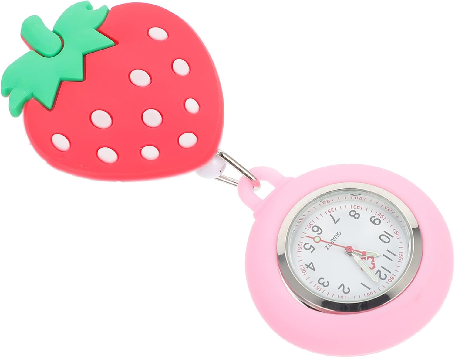 Strawberry Clip Nurse Pocket Watch Soft Stretchable Hanging Badge Watch for Doctors and Nurses Precision Timepiece
