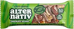Alternativ Barra Castanha Chocolate Vegano – 40g, 100% Castanhas Inteiras, Fonte de Proteína e Fibras