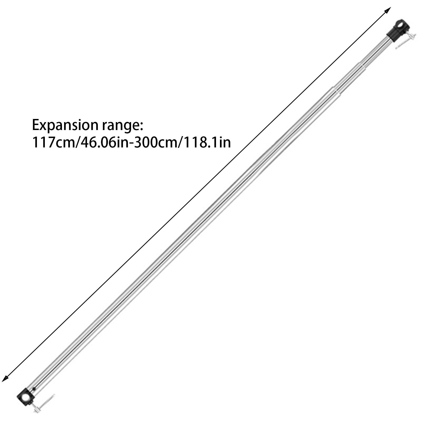 Barre de support télescopique en métal pour trépied, extension de 117 à 300 cm
