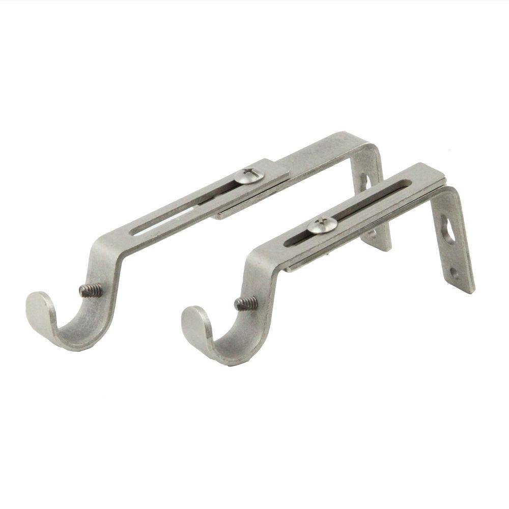 HomeHarmony® Pack of 2 Adjustable Curtain Pole Rod Wall Bracket Fixings For 25-28mm Curtain Poles (Silver)