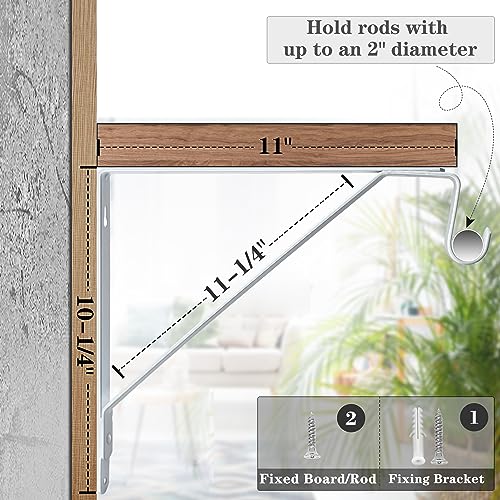 Closet-Rod-Bracket-Heavy-Duty-Shelf-Bracket-with-Rod-Holder-11x-10-15-inch-White-Closet-Rod-Support-Wall-Mounted-Clothes-Hanger-Pole-Support-Hooks-2-Pack