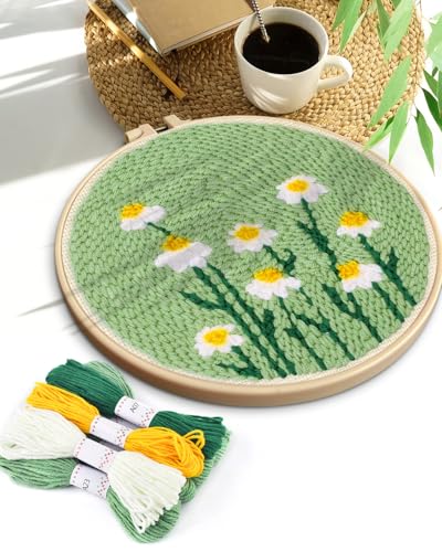 Image of TINDTOP Punch Needle Kit, Daisy Punch Embroidery Kits for Adults