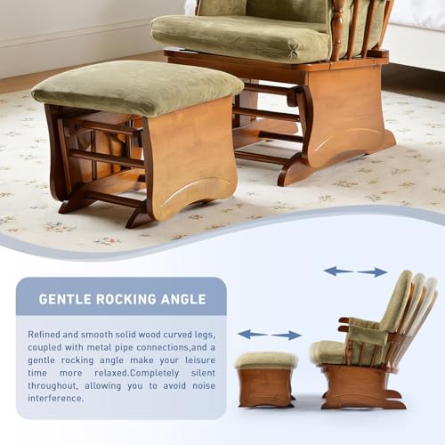 Image of Glider Rocking Chair, Silent Swing Baby Feeding, Nursing Glider with Solid Easy to Assemble Khaki(Khaki)