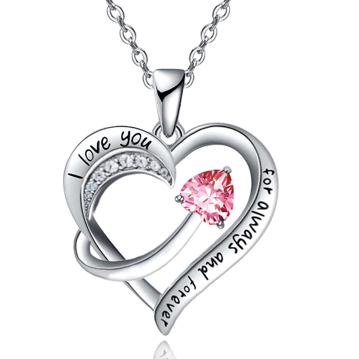 Sponsored Ad – Love Heart Pendant Necklace for Women 18k White Gold Plated 5A Cubic Zirconia Engraved I Love You Jewellery Gift for Girls Wife