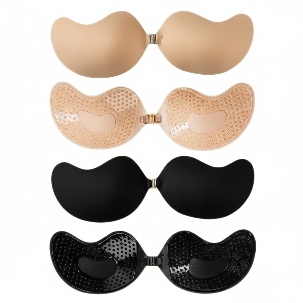 Invisible Sticky Bra for Women, 2 Pairs Strapless Adhesive Push Up Bra, Reusable for Backless Dress, Wedding, Evening Dress