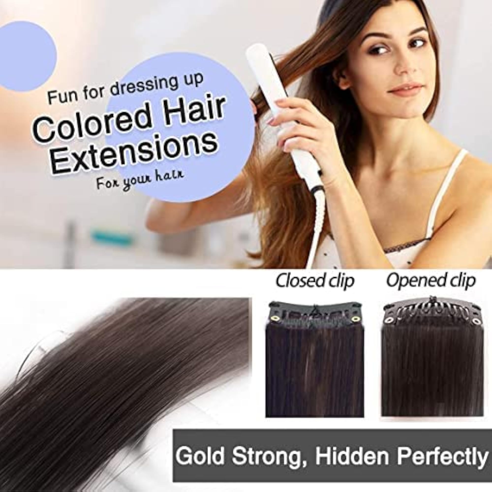 4 Pack Full Head Party Highlights Clip-On Hair Extensions