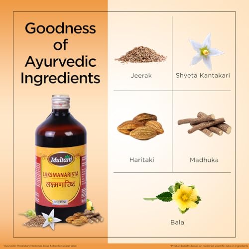 Image of Multani Laksmanarista for Female Disorders | Useful in Gynaecological Disorders with Solanum Indicum, Guda, Dhataki & 15 Natural Ayurvedic Herbs | Liquid Ayurvedic Medicine | 450 ml