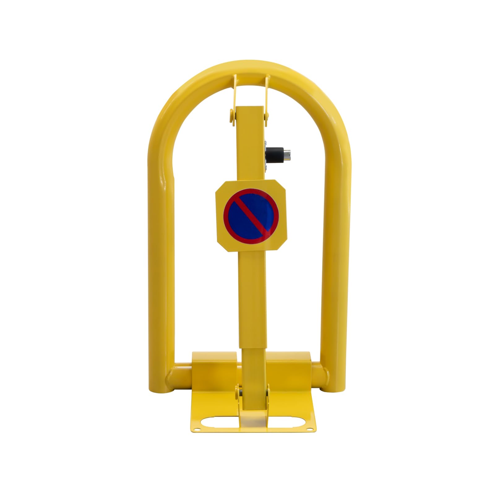 EberSign - Cepo para Plaza de Garaje Abatible | Bloqueo Aparcamiento con Cerradura y Llaves | Valla Manual de Alta Resistencia con Sistema Plegable y Anclaje al Suelo, Seguridad | Bloqueo Amarillo