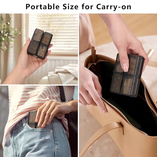 Image of FYY Travel Pill Organizer, Small Pill Box Medicine Case-2pcs Clear Black