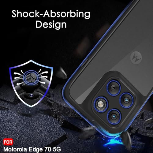 Image of TheGiftKart Hybrid Shockproof Back Cover Case for Motorola Moto Edge 70 5G | Hard Back Cover Case for Motorola Edge 70 5G (PC & TPU, Translucent Smoke Matte Back, Black Sides)
