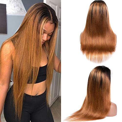 10A Mink Brazilian Straight Virgin Human Hair T1B30 Ombre Lace Frontal Wig 150% Density 13x4 Thin Skin Swiss Lace Front Wigs (12INCH)