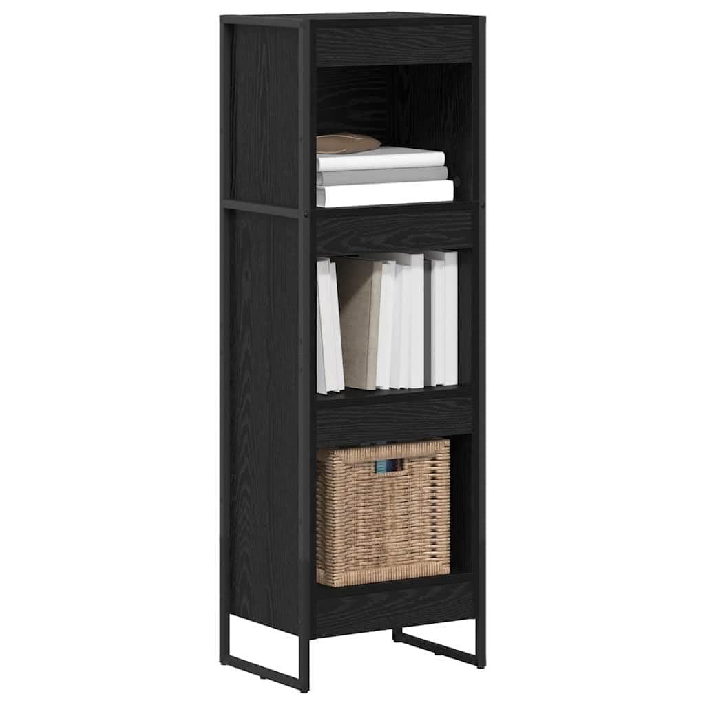 Générique Regał z czarnego dębu, 40 x 30 x 121 cm, z drewna konstrukcyjnego ze stalowymi nogami, prostokątny industrialny design do nowoczesnego salonu, schowek na książki i dekoracje,