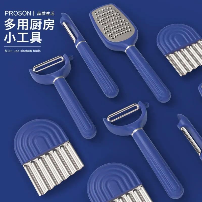 Gemüseschäler Gurkenschneider, Gemüsereibe, Kartoffelschneider, Netzschneider, Wellenmesser, Zerkleinerer, Salatschneider, Küchenhelfer, Schäler(Peeler)