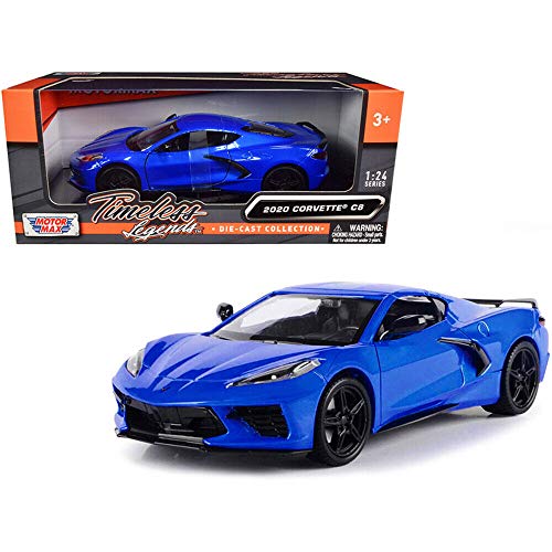 Motor Max 2020 Chevy Corvette C8 Stingray, Blue 79360BL - 1/24 Scale Diecast Model Toy Car