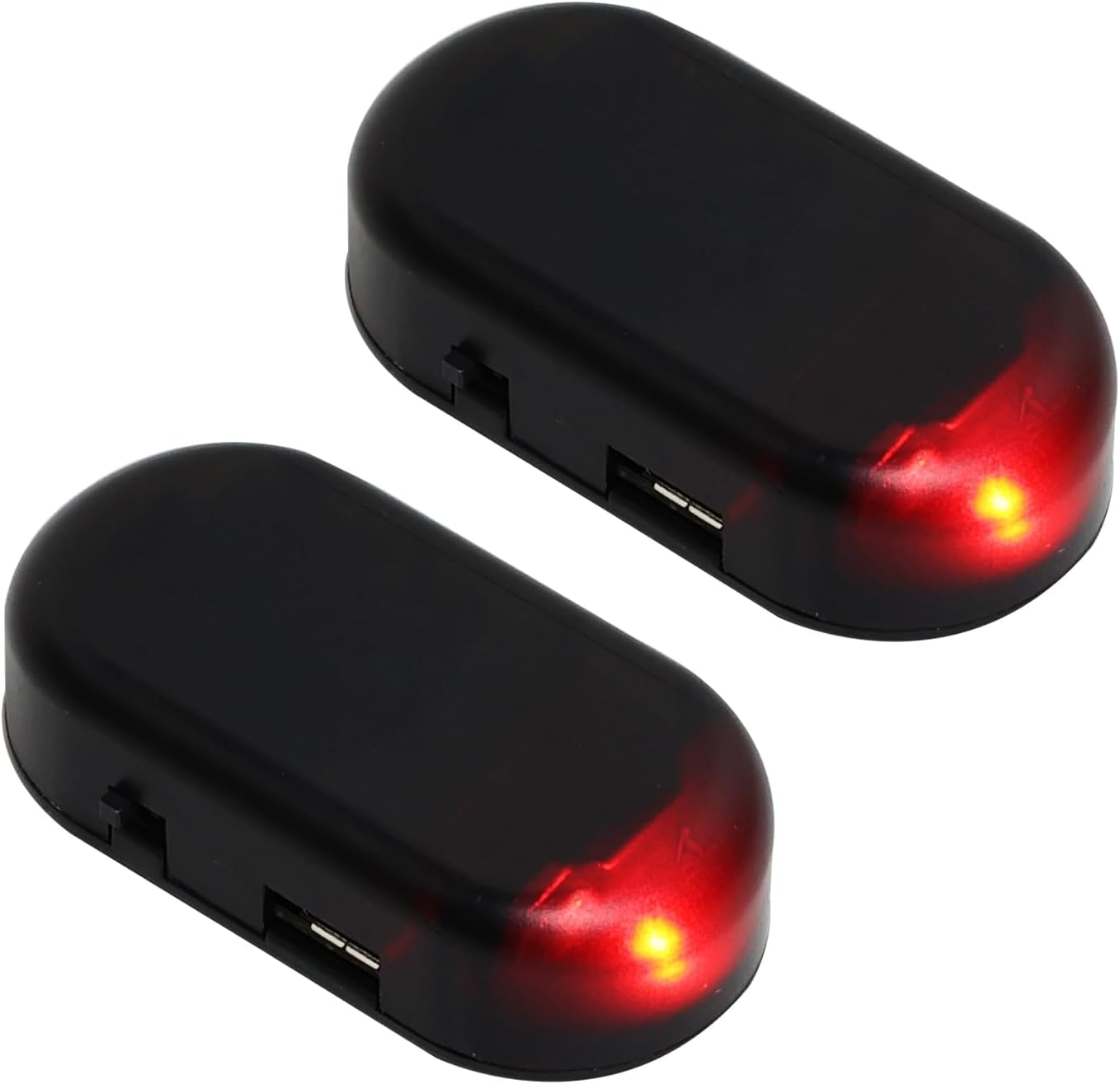 2 Stück Alarmanlage Auto, Anti Diebstahl Blinklampe,Solar Power DummyAlarm, Diebstahlsicherung für Auto Sicherheitssystem,Lampe Dummy Anti-diebstahl Blinklampe(Rot)