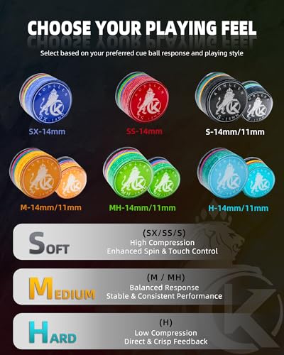 Embouts de queue de billard KONLLEN 9 couches avec joint transparent en taille 11mm et 14mm - 5