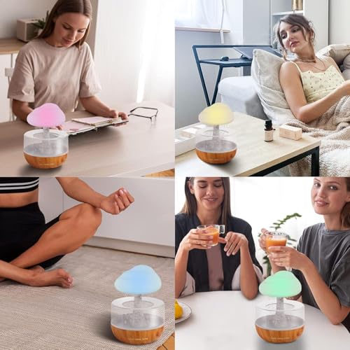 Image of Smart Ultrasonic Rain Cloud Humidifier & Essential Oil Diffuser | Real Water Drops Sound, 7-Color LED Night Light | USB-Powered Aromatherapy for Relaxation, Sleep & Home Decor