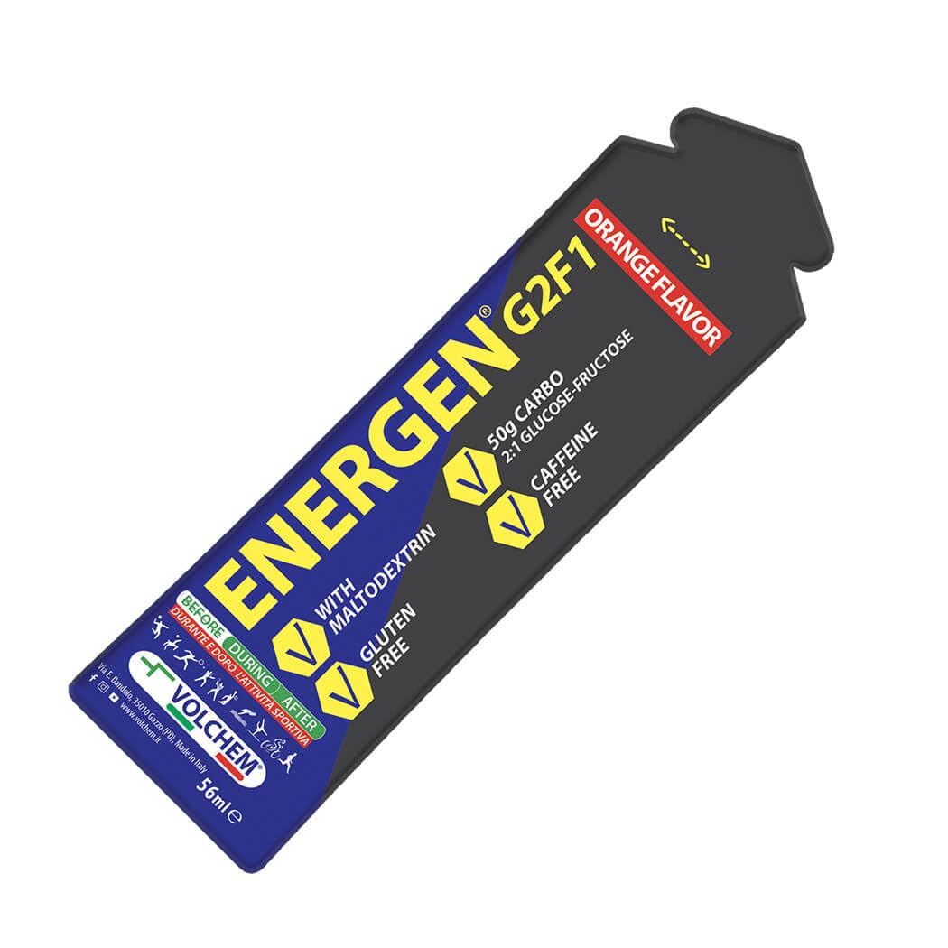 Volchem Energen G2F1, Gel Energetico con Maltodestrine, Glucosio e Fruttosio, Contiene Sodio e Potassio (Arancia) 24 buste (Orange)