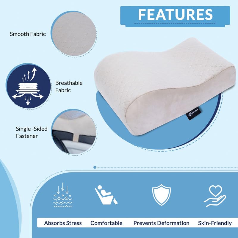 Image of NEODRIFT 'ArmEase' Arm Rest for Car - Orthopedic Memory Foam Cushion - Provides Elbow, Wrist, and Arm Support, Premium Fabric, Single-Sided Fastener, Universal Fit (Color-Beige)