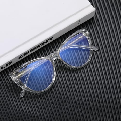 Image of Blue Light Blocking Glasses, TR90 Cat Eye Frame Computer Glasses With Anti Eyestrain & UV Glare Protection (Transparent)