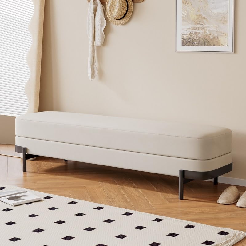 Banc ottoman en velours repose-pieds long de chambre à coucher