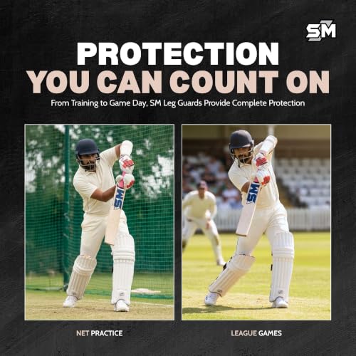 Image of SM Aqua Cricket Batting Leg Guard Men's | Batting Pads | Ambidextrous Design | Plastazote Foam Side Wing | Lightweight Performer | Premium Hook & Loop | Size Men's (for Both RH & LH Batsman)