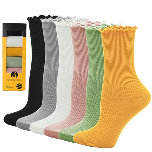 Cute Frilly Ankle Socks For Women Vintage Trim Socks 6 Pairs