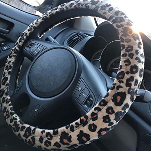 Image of AUTOFAN Leopard Car Seat Covers Full Set with Steering Wheel Cover 2 Seat Belt Pads, Cheetah Print Seat Covers for Cars for Women,Airbag Compatible,Universal Fits for Cars,SUV,Truck
