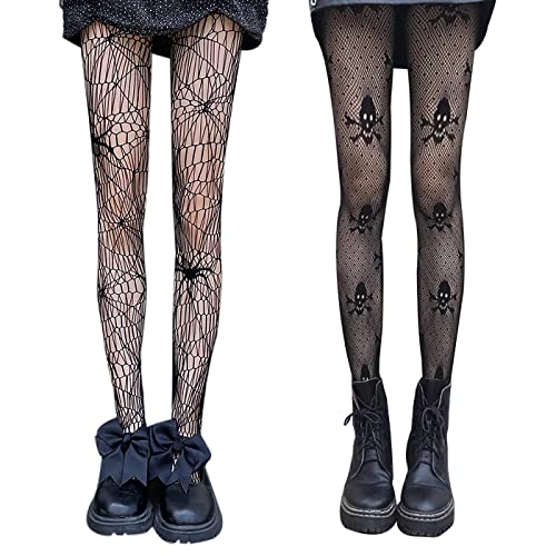 SERAPHY 2 Pares de Medias de Rejilla para Mujer, Medias Ajustadas de Cintura Alta, Medias Estampadas de Red para Mujer, Talla única Cover