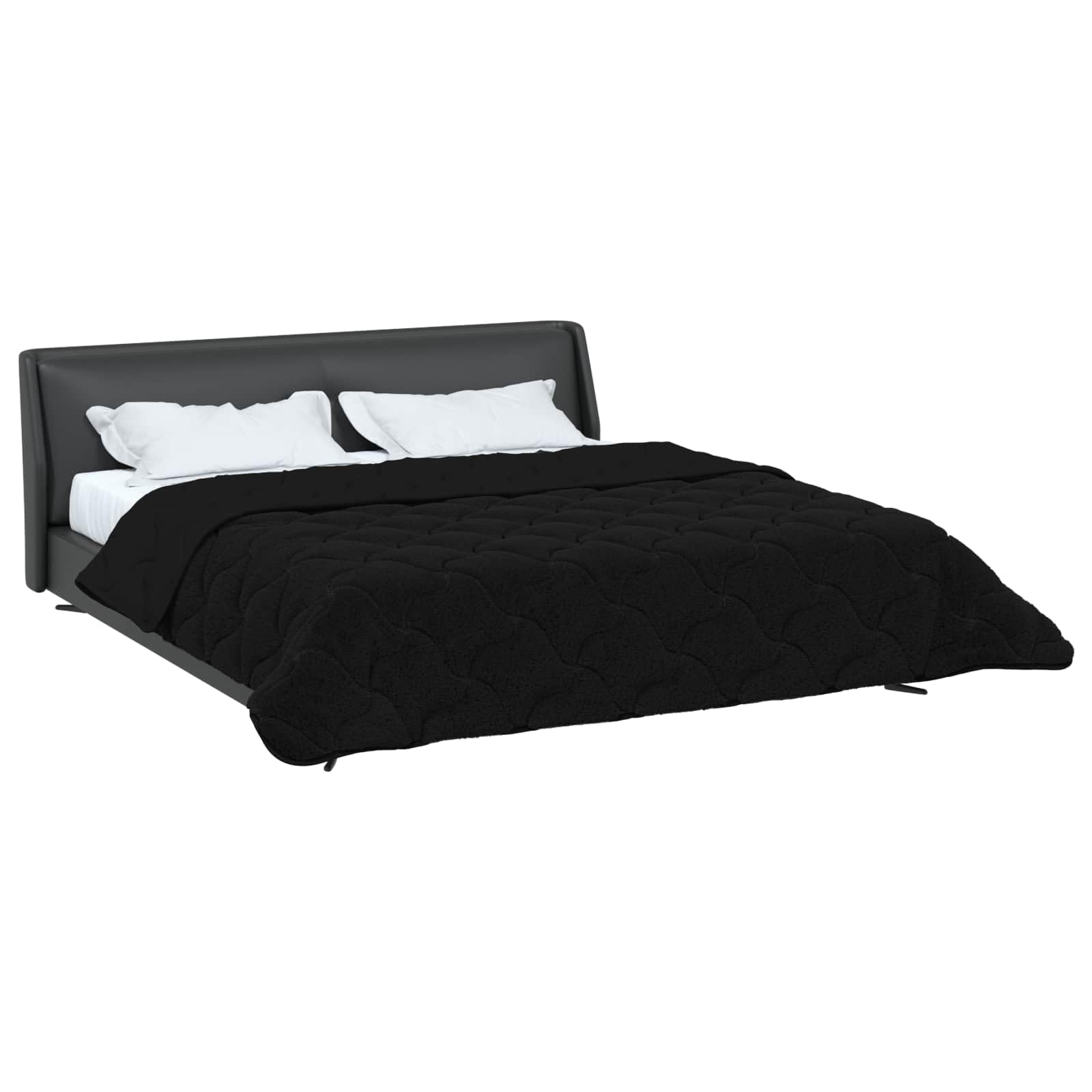 Edredón de invierno negro de 220 x 240 cm de microfibra de forro polar para dormitorio, transpirable, para todo el año, lavable, duradero, cómodo, diseño moderno, ideal para noches frías