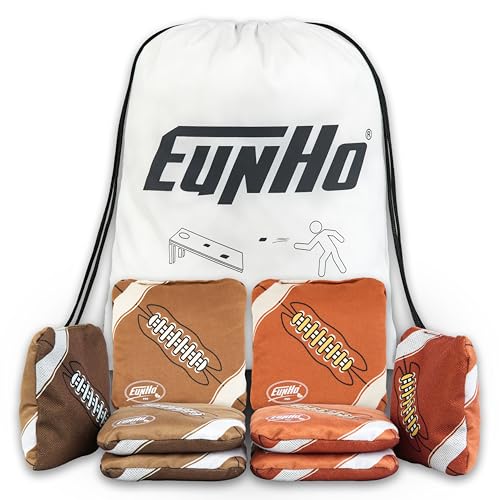 EunHo Dual Sided Cornhole Bags Regulation Set of 8 Professional Cornhole Bean Bags Slick and Stick for Tossing Game-All Weather