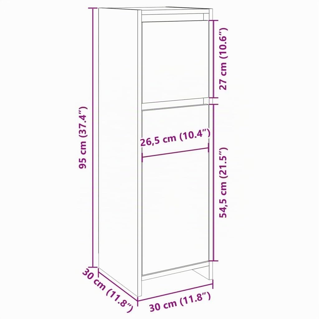 vidaXL Mobile da Bagno Rovere Sonoma 30x30x95 cm in Legno Multistrato, armadietto da Bagno, unità da Bagno, credenza da Bagno, portaoggetti da Bagno