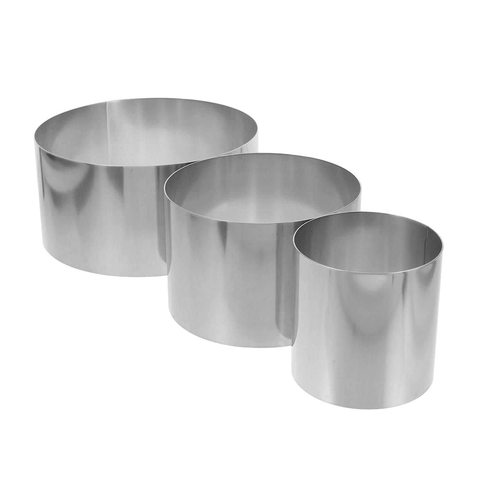 Luxshiny 3piezas Moldes Redondos de Acero Inoxidable para Mousse con Altura de Anillos para Tartas Perfectos para Decorar y Hornear Pasteles Celebraciones Familiares y Bodas