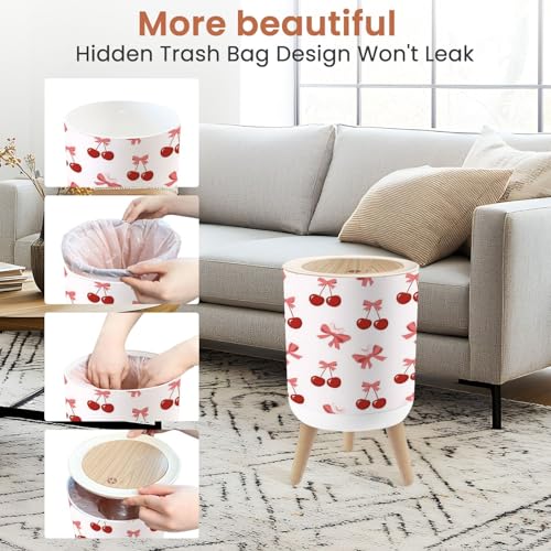 Pequeña caneca de basura con tapa y diseño estético miniatura 4