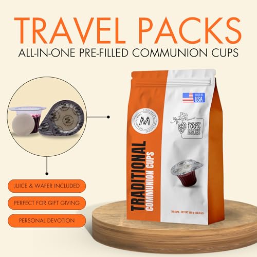 Image of Travel Pack - The Miracle Meal Pre-Filled Traditional Communion Cup - Bag of 50 with Wafer and 100% Concord Grape Juice