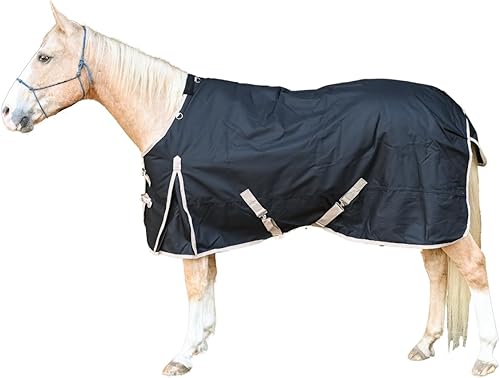 Miniatura 2 de AJ Tack 1200D - Manta impermeable para caballo de invierno, 14.11 oz con cuello de vellón, refuerzos de hombro y solapa trasera, color negro, 72
