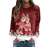 Pullover Weihnachten Langärm Weihnachtspulli Weihnachtsdruck Weihnachtspullover Für Damen Sweatjacke Warmer Gradient Merry Christmas Mädchen Ohne Kapuze Elchdruck Kawaii Sweatshirt Valentinsgruß
