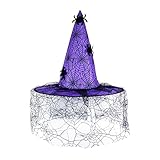 LKQBBSZ Halloween Witch Hats Spider Web Veil Cap Witch Hat Women Costume Accessory for Halloween Cosplay Party