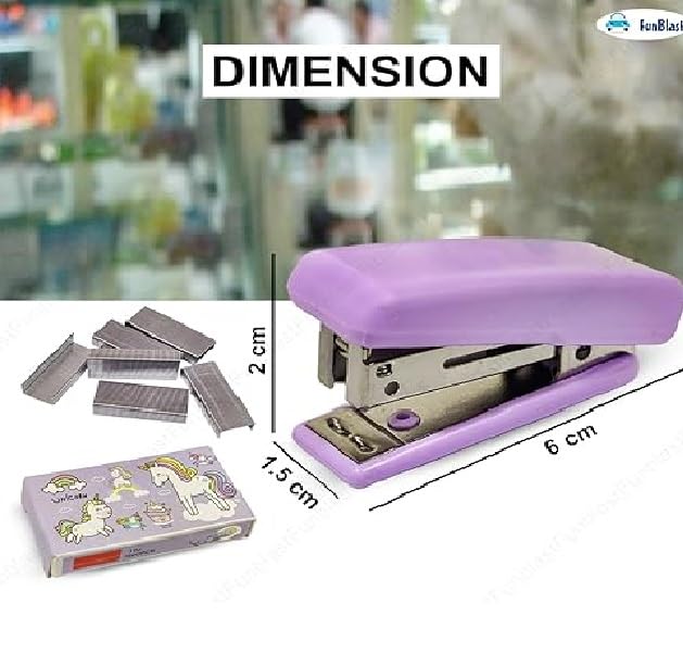 Image of Eclet Mini Stapler Set with Refill Pins, Portable Purple Stationery Kit for Kids, Compact Desktop Stapler for School Office Homework Paper Binding Use