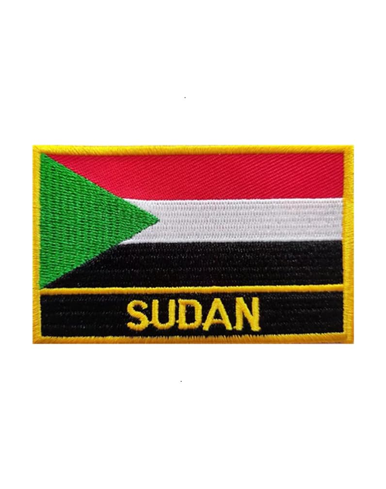 RuomingRuoming 1 PCS Sudan Flag Patches Iron On or Sew On Embroidered Tactical Military National Sudan Patch