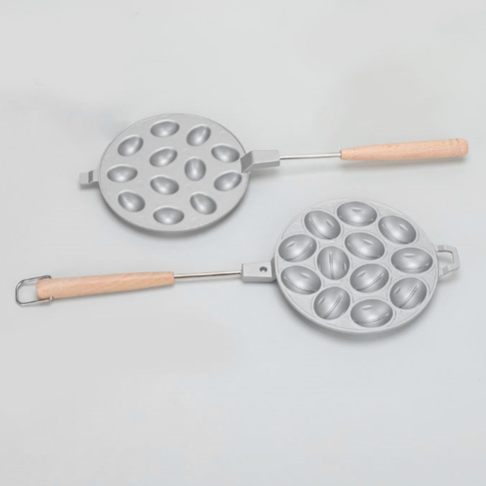 Aluminum Alloy Material Walnut Cookie Maker, Non Stick Oval Cookies Tool with Wood Handle, Ideal for Kitchen Baking, Pastries Crafting (12 Holes)