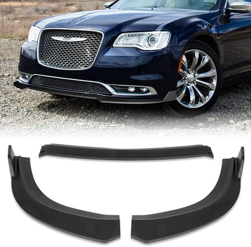 3 Pieces Front Bumper Lip Spoiler Splitter Side Body Kit Trim Protection Compatible with 2015-2023 Chrysler 300, 2016 2017 2018 2019 2020 2021 2022 (Painted Black)