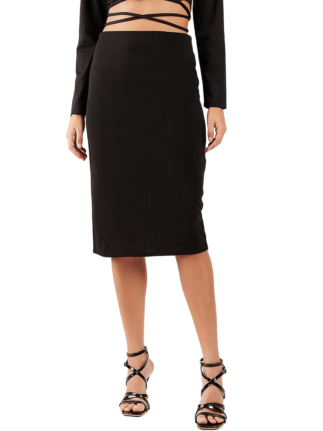 athena lifestyle Women and Girls Straight Solid Slip-On A-Line Knee Length Formal Skirt-picture-16