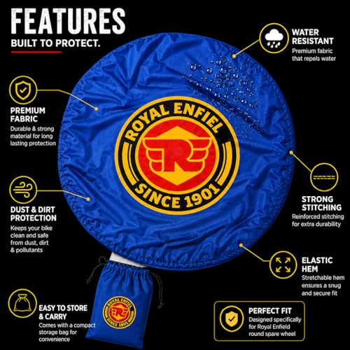 Image of Petrol Tank Cover for Bullet, Classic 350 /500, Electra and Standard, Black, Stretchable Fabric, Since 1901 Logo